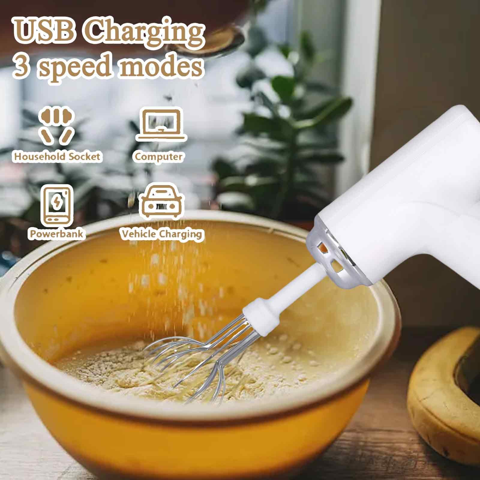 Electric Egg Beater Cordless Hand Mixer, 3 Speed Handheld Electric Whisk, Portable Food Mixer for Cappuccino Matcha Dough Eggs Batter Cream bpa free kitchen gadget