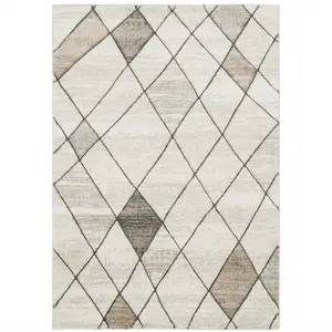 212 MAIN 6x9 ft. Rectangular Area Rug, Geometric Graphic Contemporary Beige Gray Tan & Brown Print, Modern Power-Loom Stain Resistant Stain Proof Indoor Rug, Contemporary Rugs, Geometric Graphic Rug