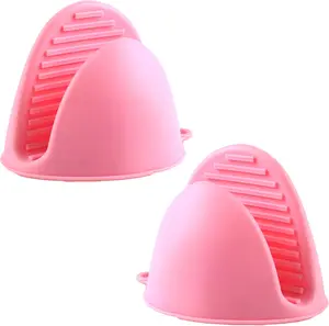 1 Pair Pink,Mini Silicone Oven Gloves, Mini Finger Protector Pot Holder for Kitchen,Cooking,Baking,BBQHeat Resistant Gloves,can be Washed in the Dishwasher