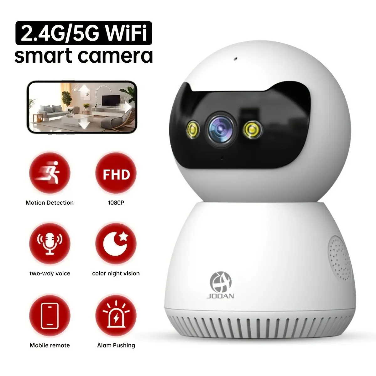 【5G/2.4G WiFi Security Camera】Baby/Pet Monitor Camera| Home Safety WiFi Cam with Cry Detection｜  No Hack Encryption｜ Parent Alert｜24/7 Color Night Vision｜2-Way Talk｜360° View｜AI Motion Alerts｜SD/Cloud Storage｜Remote Viewing via App｜16X Playback｜