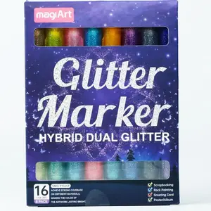 Gift for valentines's day【Large Capacity & Dual Tips】16Colors Glitter Gel Pen Set - Vibrant Sparkle Markers with Fast-Drying Water-Based Ink for Adult Coloring, Card Making, Craft Projects and School Art