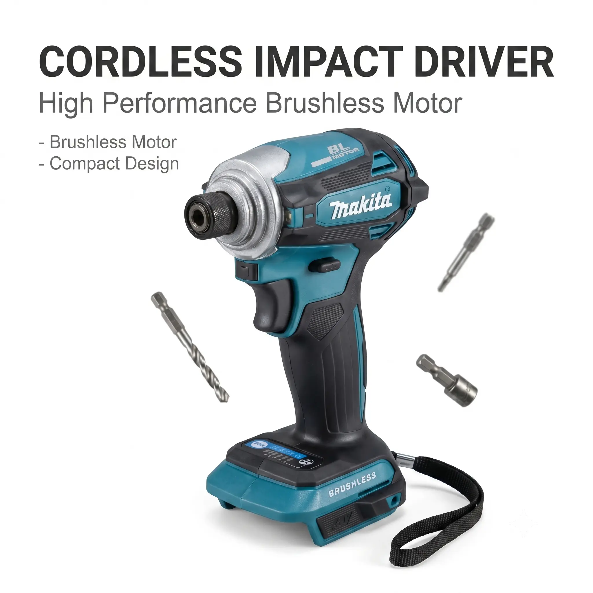Makita DTD172 Impact Screwdriver Kit - Quick Bit Release Sleeve for Quick Bit Swap, Anti-Fatigue Rubber Grip, Stable Torque Output, Touch Power Control, Portable Tool with Metal Grind Pick Set, Battery (for Wall Cavities Assembly, Drywall Fixing)
