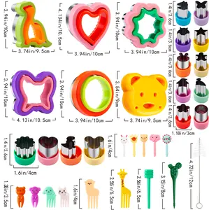 48Pcs Multi-Purpose Lunch Making Set, Food Picks & Shaped Cutters for Cookie, Sandwich, Fruit & Vegetable DIY