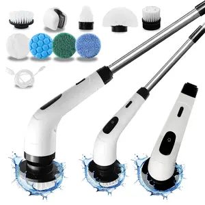 Electric Rotating Scrubber for Bathroom/Grout, Cordless Power Scrubber with Adjustable Long Handle, 2 Speeds & 4 Replaceable Heads – Destroy Soap Scum & Grime Effortlessly