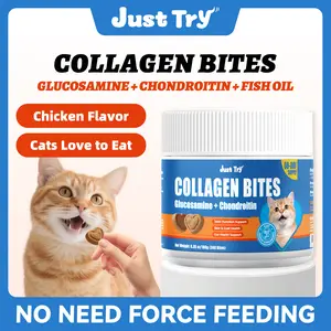 Just Try Collagen Bites for Cats – Helps Support Joint Health & Immune System with Glucosamine + Chondroitin -  Chicken Flavor 6.35 oz