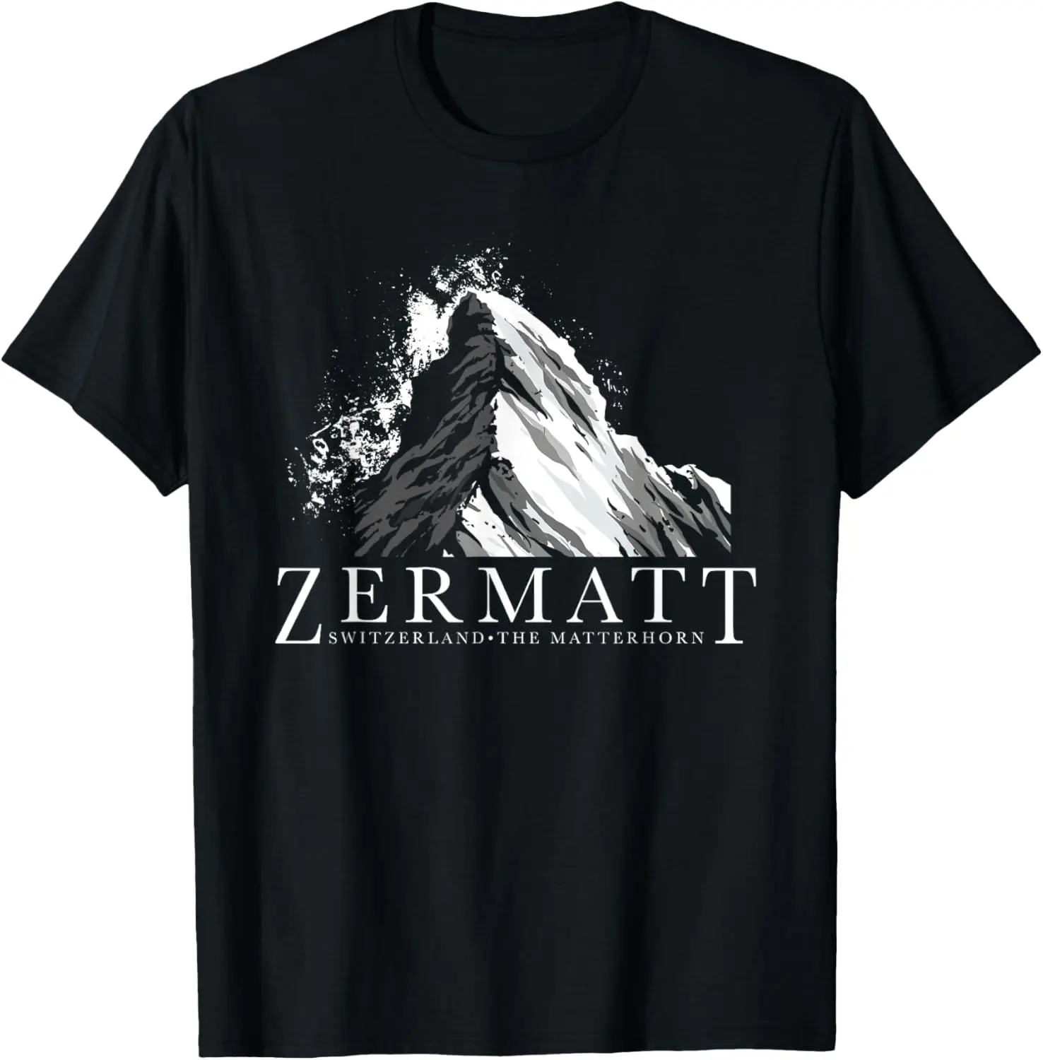 Women's Vintage Distressed Graphic T-Shirt - 100% Cotton Matterhorn Zermatt Print, Casual Short-Sleeve Round-Neck Tshirt