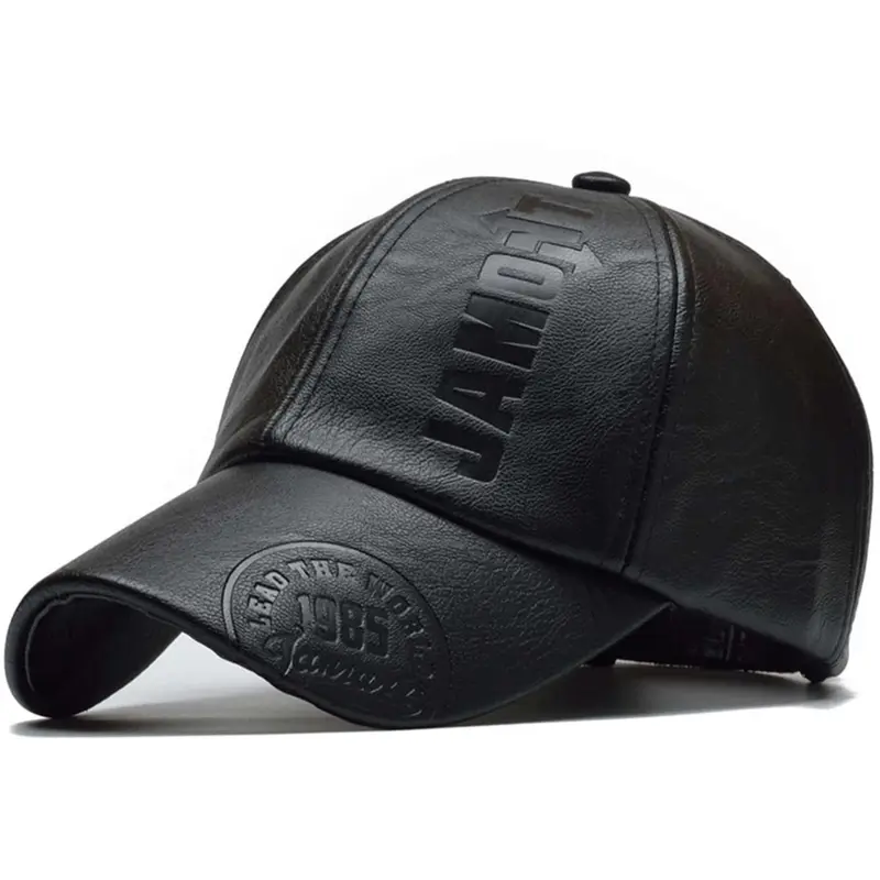 Trendy Cool PU Leather Letter Print Texture Baseball Cap, Outdoor Adjustable Casual Sun Protection Sports Cap, Autumn and Winter Travel Travel Seaside Party Accessories, Unisex
