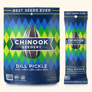 CHINOOK Dill Pickle Sunflower Seeds 12-pack (4oz bags) – Keto Snacks, Gluten-Free, Non-GMO, Low Sodium, High Protein, Great Snack