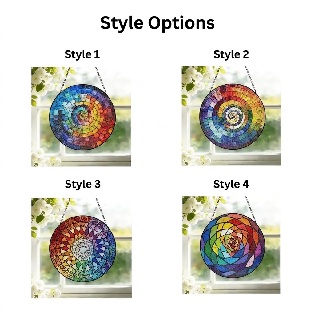 Rainbow Spiral Stained Glass Suncatcher Rainbow Window Hanging Rainbow Glass Art Birthday Gift for Mom