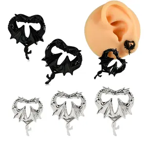 New Xiaofeilong Stainless Steel Steel-colored Horn Auricle, Black Electroplated 8-25mm Puncture Ear Expansion Earrings