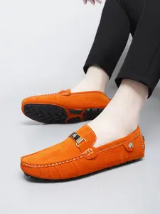 Men's Moccasin Loafer Shoes with Metallic Decor, Comfy Non-slip Slip on Shoes, Men's Shoes, All Seasons
