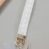 Boho Lace Keychain Strap, Handmade Embroidered Fabric Alloy Key Ring, Universal Phone Lanyard Tab for iPhone 16/17 Pro Max, Women's Fashion Accessory Phone Chain Wristlet, Cell Phone Wristlet for smartphones, Cellphone Accessories