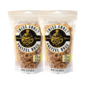Parmesan Garlic Flavored Pretzels | Pack of 2 | 10 oz | Criss Cross Pretzel Boss