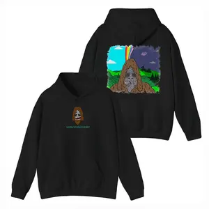 Sassy The Sassquatch Rainbow Space Funny Smoking 2 Sided Graphic Hoodie Pullover Hooded Sweatshirt Tops Trendy for Women for Men