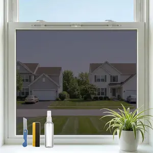 Window  Film Heat Control  Way  Window Film Static Cling No Glue Removable Window Tint for  Office UV Blocking Black- 17.5" W x 78.7" L