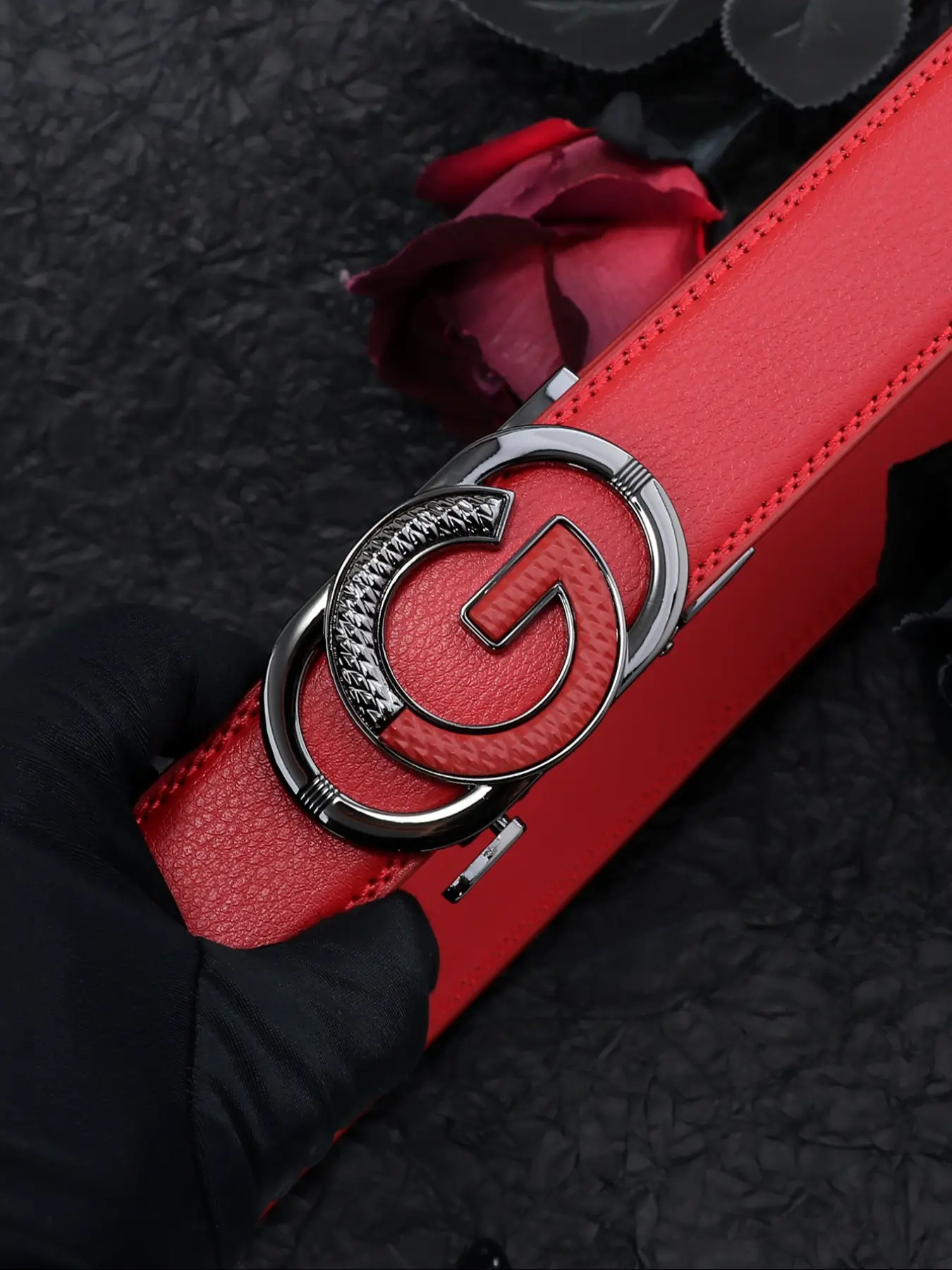 New Business Casual Letter Design Automatic Buckle Men's Leather Belt for All Seasons, Multiple Colors Available, Trendy Exquisite Belt, Fashion Belts