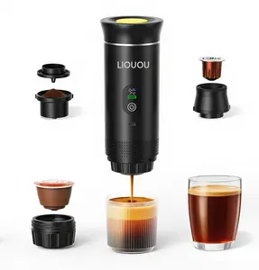 LIOUOU Portable Self-Heating Espresso Maker , Works with Pods or Ground Beans, Ideal for Travel & Office.