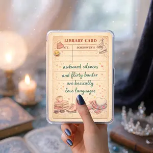 Cozy Romance Library Card Kindle Clear Case Insert | Flirty Bookish Decor