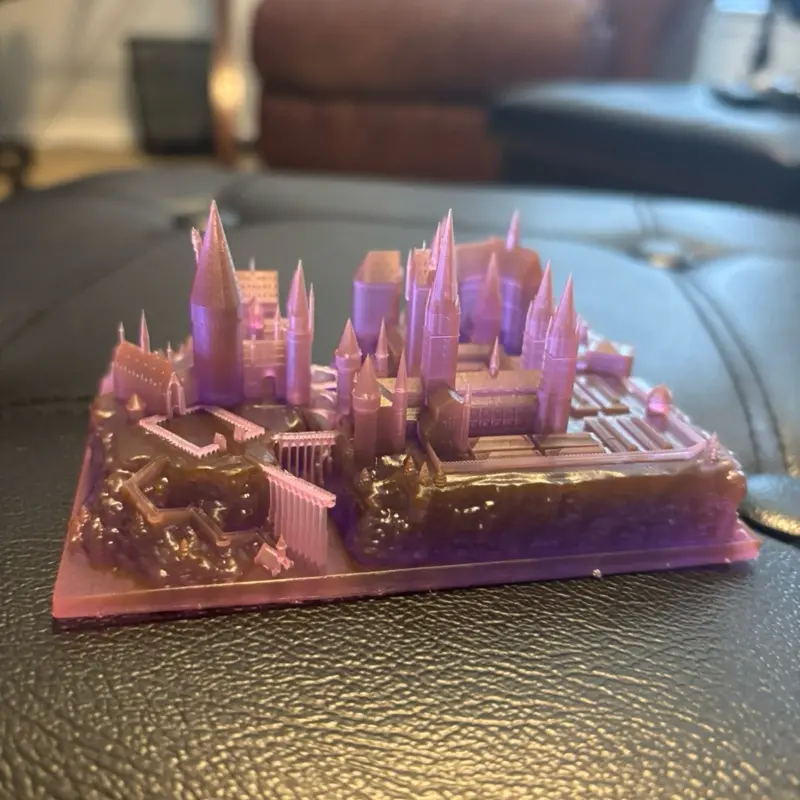3D Printed Mini Hogwarts Castle - Purple Model of the Iconic Wizarding School Building