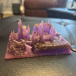 3D Printed Mini Hogwarts Castle - Purple Model of the Iconic Wizarding School Building