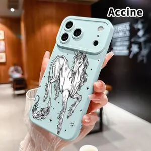 Soft Large Window Phone Case for iPhone 17 Air 16 15 14 13 Pro Max Plus Star - lit Unicorn Pattern Shockproof Drop Protection Rugged Durable Silicone Cover