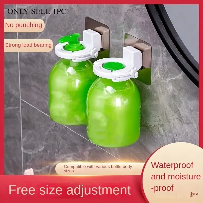 1pc Punch-free Bathroom Rack, Toilet Wall Shelf, Shower Gel Hand Sanitizer Holder, Kitchen Wall Storage Hanger