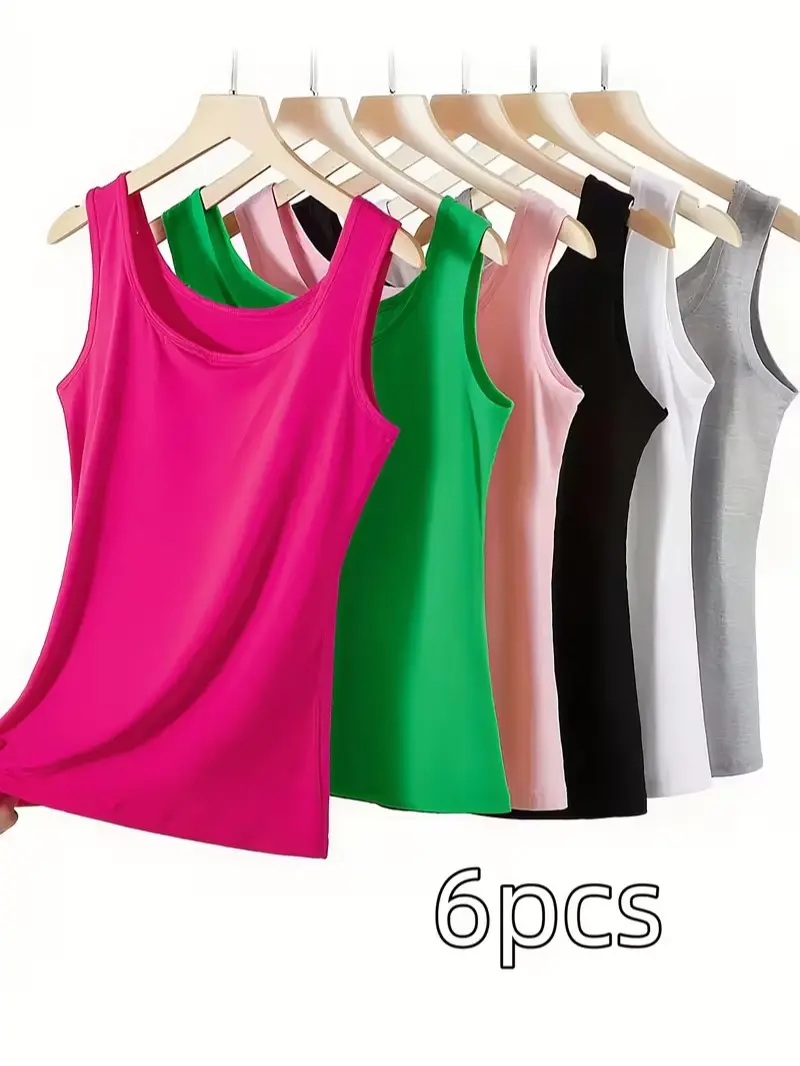 6pcs Set Women'S Comfortable Camisole Home Leisure Base Layer