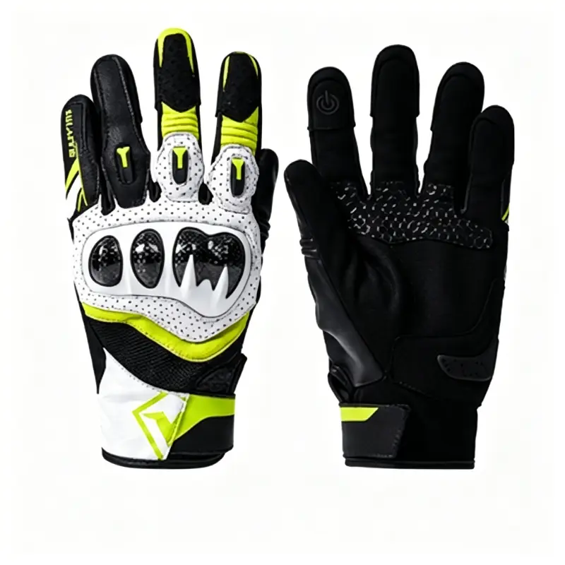Men's Full Finger Touch Screen Motorcycle Gloves - Sturdy Carbon Fiber Knuckle Protection, Nonslip Velcro Closure, Comfortable 2XL Motorbike Racing Gear for M, Sport Bikes, Protects Hands from Impacts
