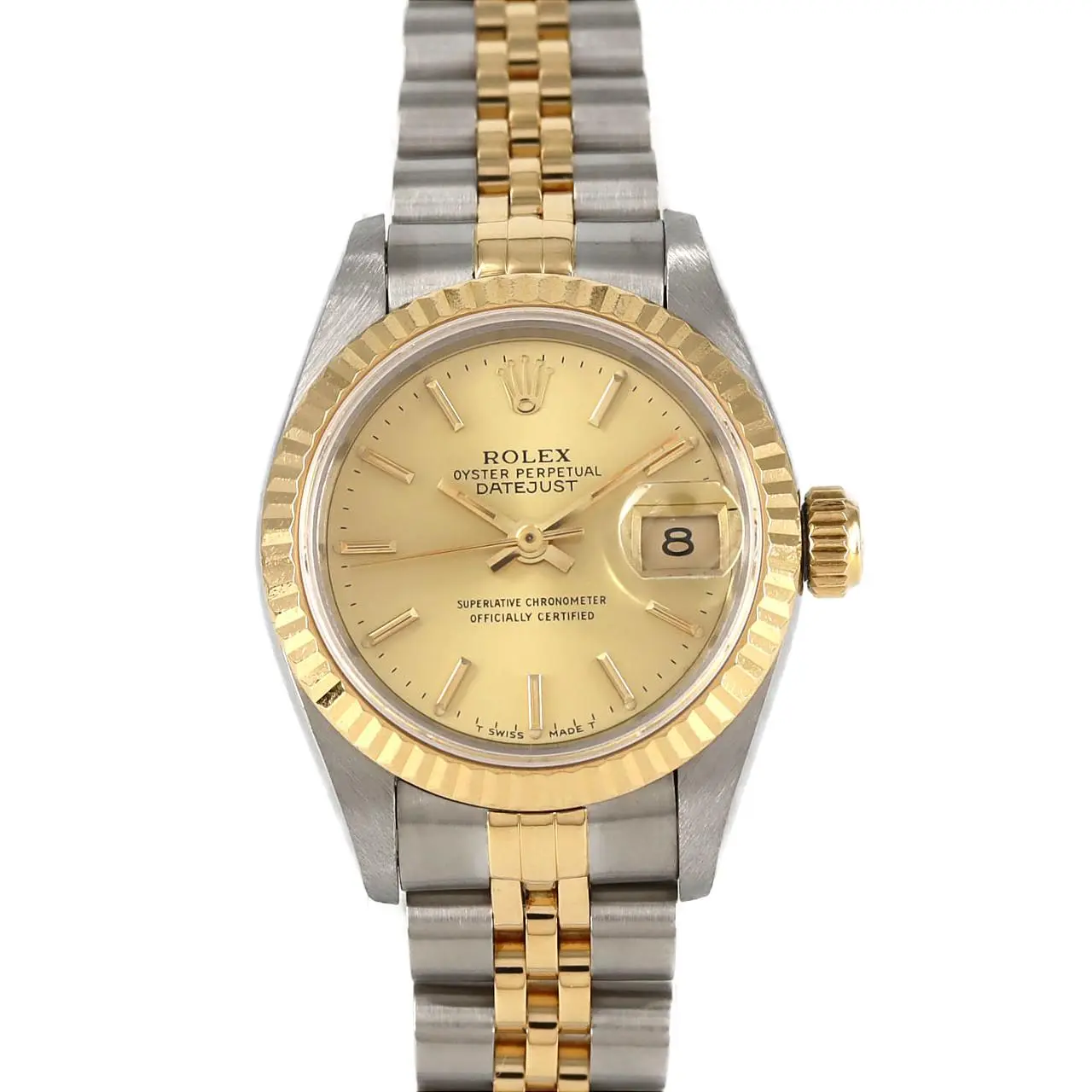 Pre-owned ROLEX Stainless Small Leather Goods Datejust Steel Yellow Gold Watch
