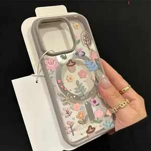 Super Multi Flower Magnetic Phone Case Supports Wireless Charging Aesthetics Full Coverage Anti Drop Protection Case Suitable for Apple iPhone11/12/13/14/15/16/17 Plus Pro Max/PLUS, Durable, stain resistant,