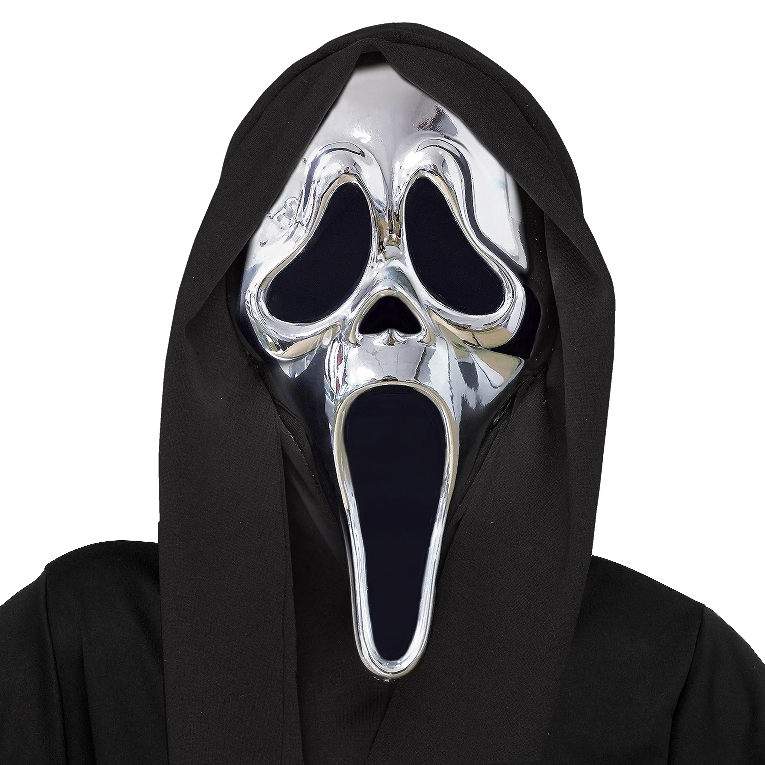 FunWorld Officially Licensed Ghost Face Chrome Plated Mask Costume Accessory, Chrome, One Size Fits Most Adults, Standard