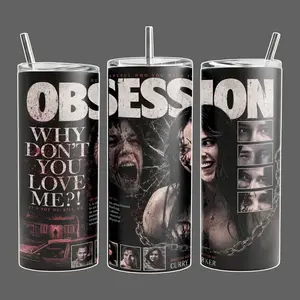 Obsession Psychological Horror 20oz/30oz/40oz Stainless Steel Tumbler – "Why Don't You Love Me" Red & Black Movie Poster Inspired Insulated Travel Mug