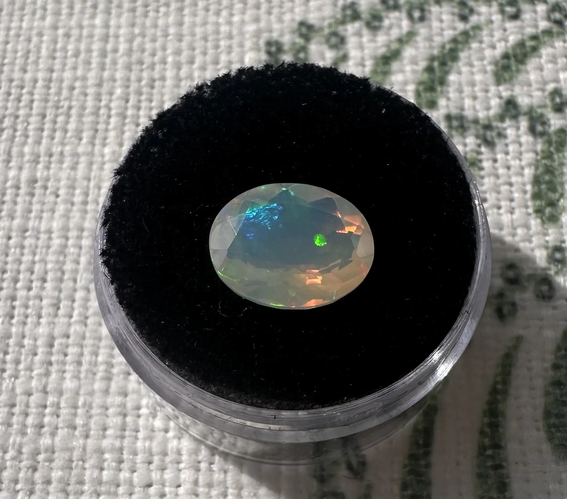 2.50ct Natural Ethiopian Welo Opal Gemstone | Faceted Oval, Neon Green Fire