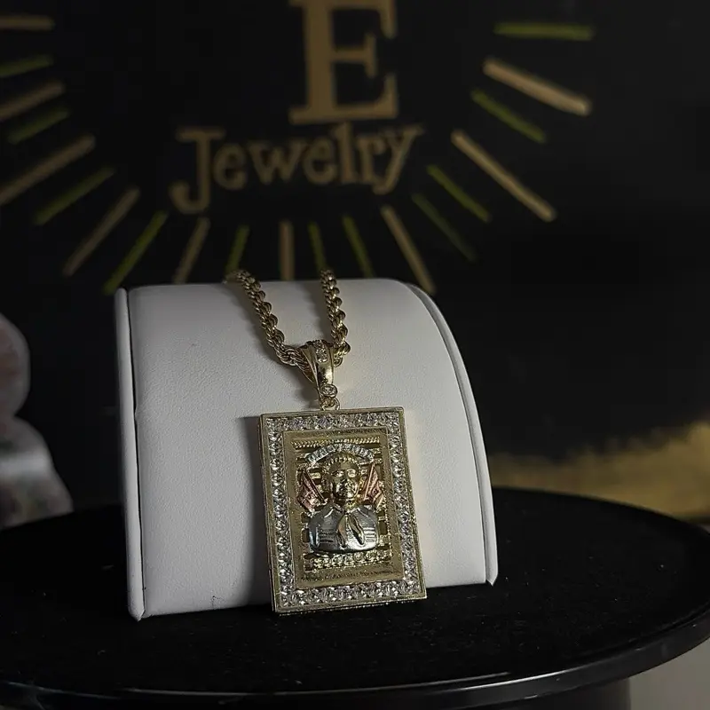Men's Gold Plated Crucifix Necklace with Cubic Zirconia Jesus Pendant and 24-Inch 4mm Rope Chain, Cubic Zirconia Necklaces, Gold Rope Chain, Anniversary Gifts, Cross Necklaces
