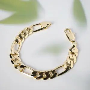 Gold Figaro Chain Bracelet with Secure Lobster Clasp for Men Women Fashion Jewelry