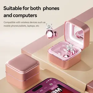 Chengruida M161 headphones,Butterfly earrings Minimalist Aesthetics Butterfly Design Clip-On Headphones, Electroplated Metal Case Comfortable Touch Bluetooth Earbuds