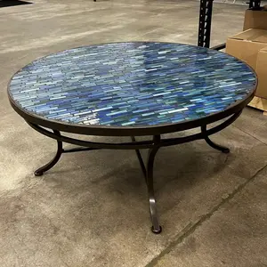 Local Special, Floor Model, KNF Neille Olson 36" Round Coffee Table with Cambridge Lagoon Mosaic Top