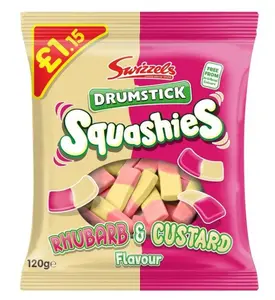 Swizzels Drumstick Squashies Rhubarb & Custard Flavour 120g (Pack of 3)