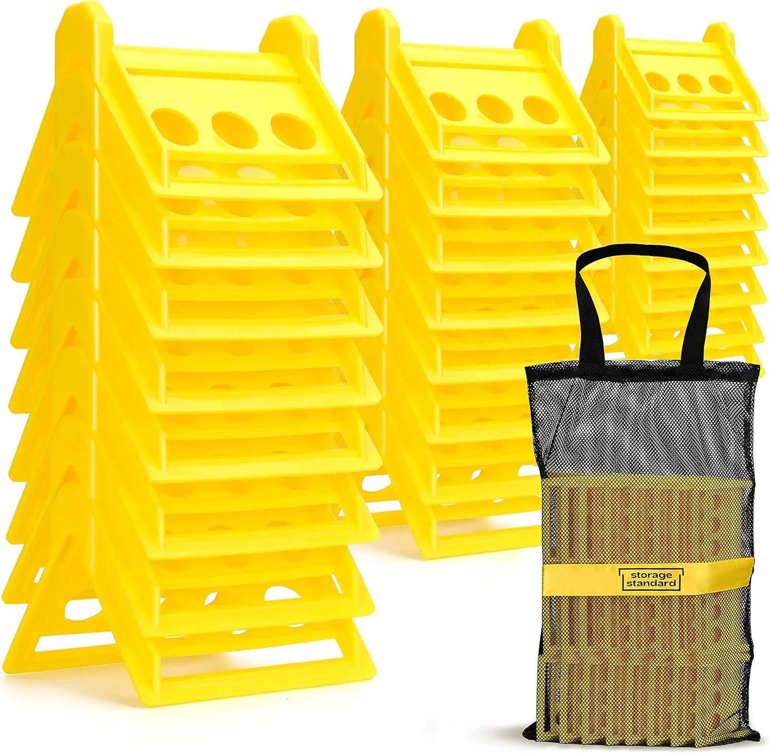 24 Pack Edge Corner Protector With Carrying Case for Flatbed Cargo Load Truck Shipping - 4'' x 6'' Winch Ratchet Straps Plastic Protectors Yellow