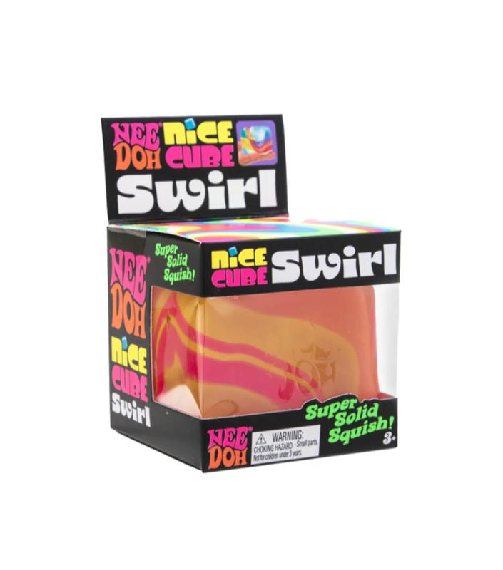NeeDoh Nice Cube Swirl - Stylish Silicone Cube with Unique Swirl Pattern for Sensory & Fidget Fun