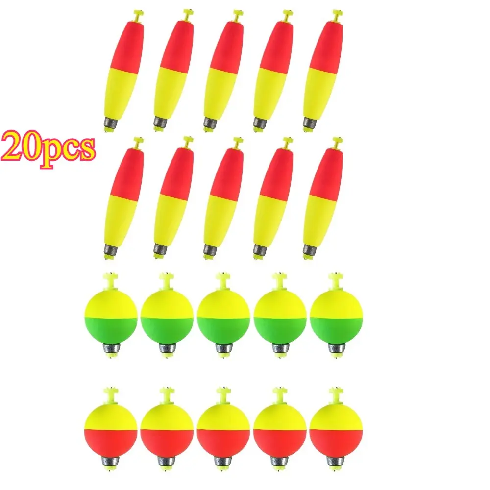 Fishing Bobbers Floats, 20 Packs Weighted Bobbers for Fishing Foam Snap-on Fishing Floats Ball Oval Slip Bobbers With Floats Corks Floaters Buoys for Fishing Bluegill Crappie Panfish Bass Trout Versatile Use Fishing Equipment Fishing Gear Fishing Supplies
