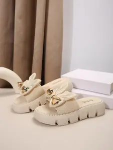 Summer New Luxury Thick Sole Bow Sandals Women Summer Outdoor Wear Height Increase Platform Flatform Slippers Fashion Versatile Anti-Slip Beach Shoes