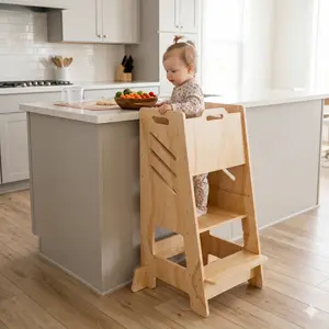 Learning Tower Kitchen Helper Toddler Step Stool, 3-Height Adjustable, for Cooking & Sink Use