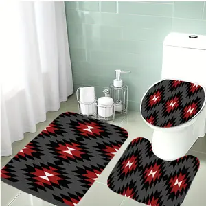 3-Piece Bathroom Rug Set, Diamond Pattern, Soft Flannel Material, Non-Slip Bath Mat, Holiday Decoration
