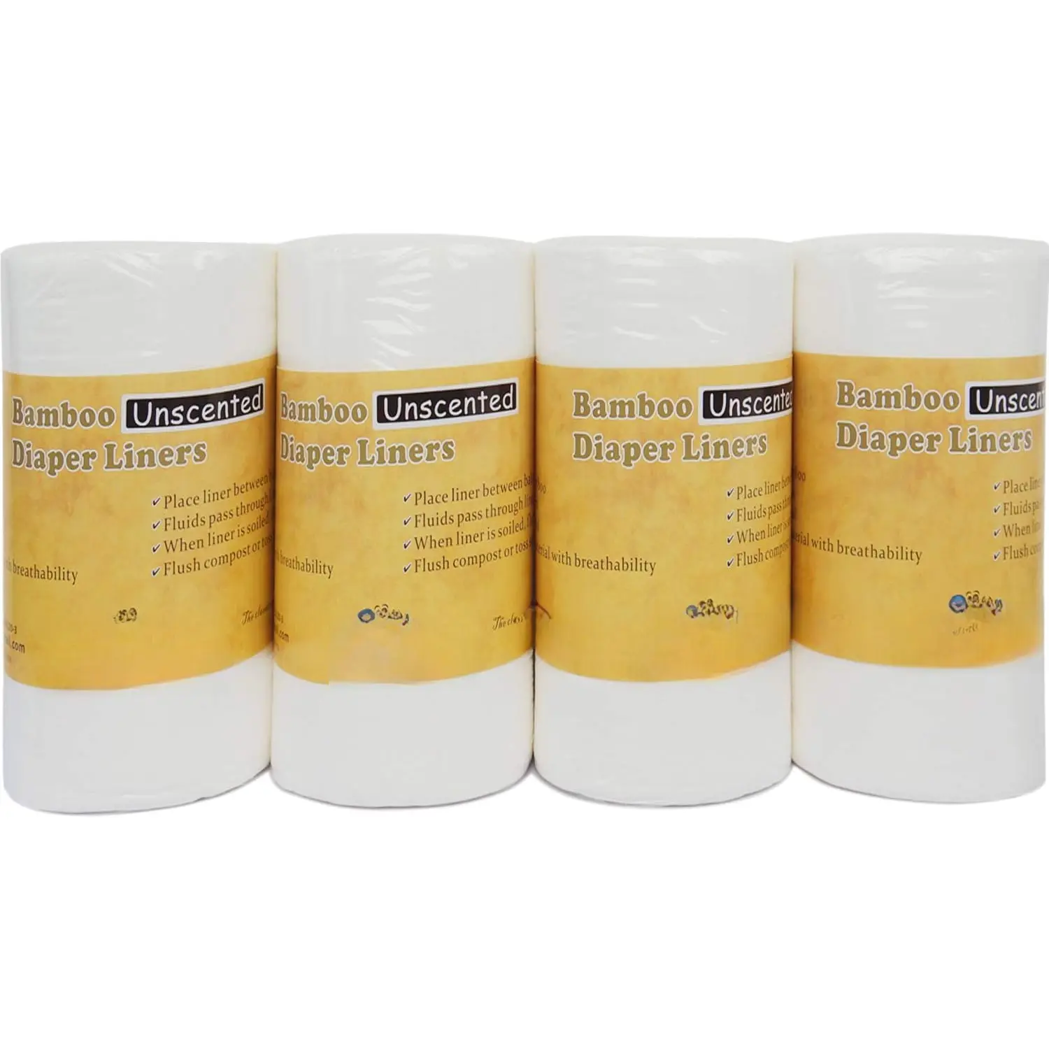 Rayon Unscent Diaper Liners- Fragance Free and Chlorine Free(4PK) 400 Count by (White)