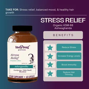Potion No.3 Stress Relief & Energy Organic Ashwagandha, Rhodiola, Cordyceps, and Holy Basiel Dietary Supplement