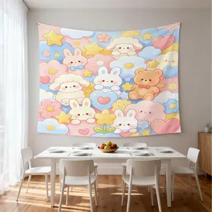 Cute Rainbow Cat Wall Tapestry, Youthful Personalized Home Decor, Machine Washable, Hide Sundries & Electric Box, Photo Party Background Prop, Housewarming Birthday Christmas Gift