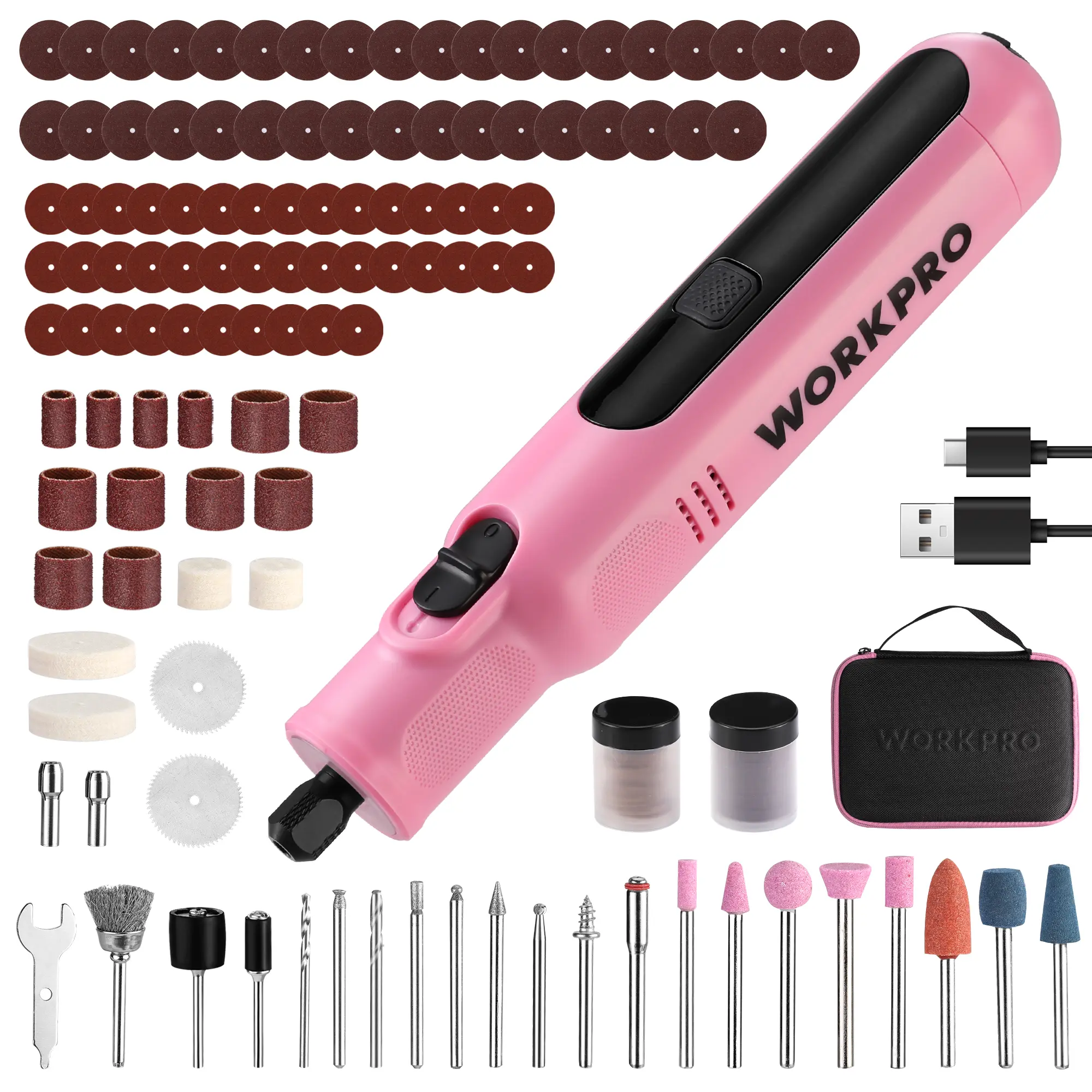 WORKPRO 8V Cordless Rotary Tool Kit, Type-C Charging