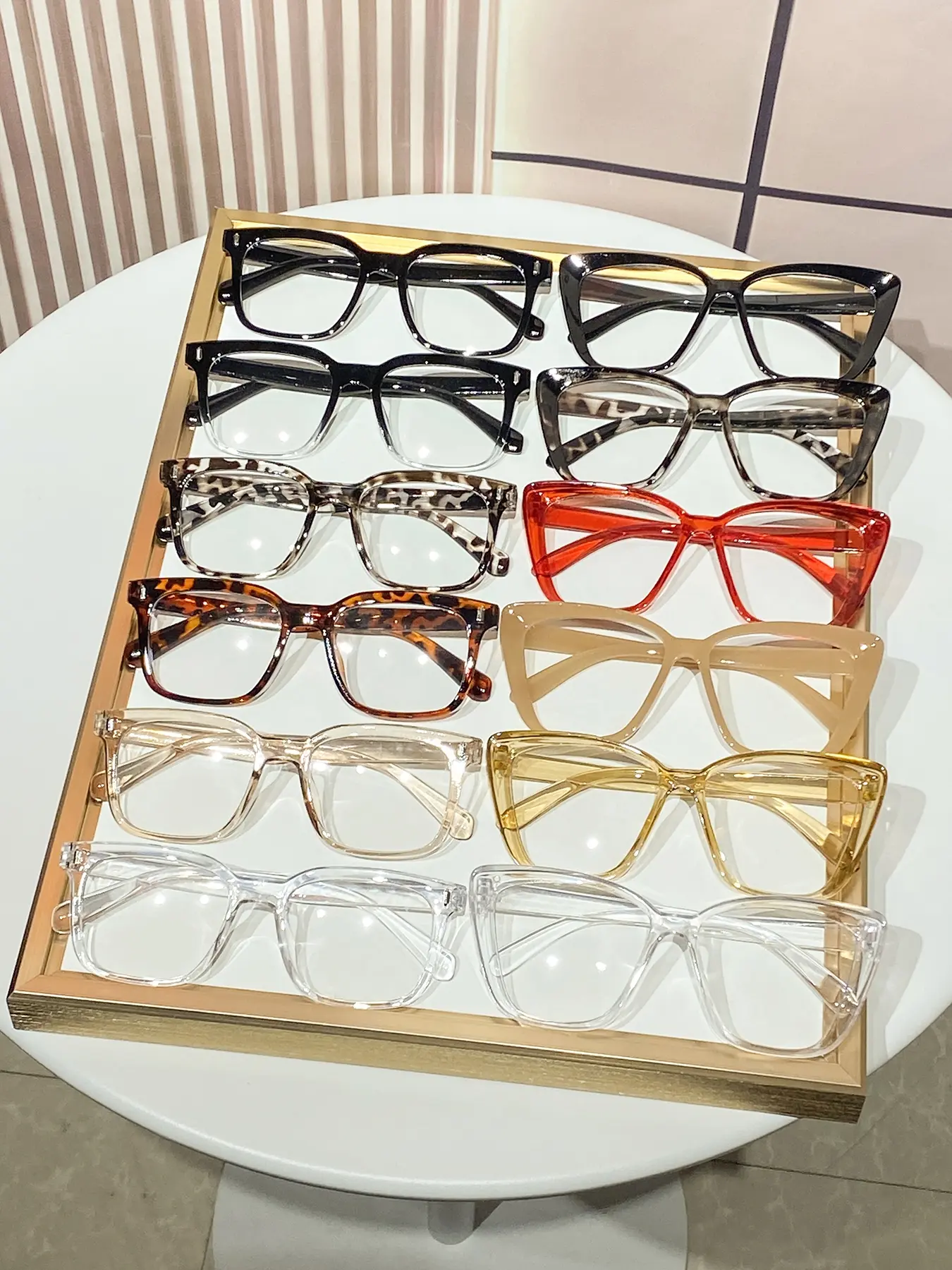 12pcs Women's Plastic Square Frame Cat Eye Glasses, Leopard Pattern Eyeglasses, Classic Vintage Simple Fashion Flat Mirror, Sexy Decoration Eyewear, Daily Wear Essential, Decorative Glasses