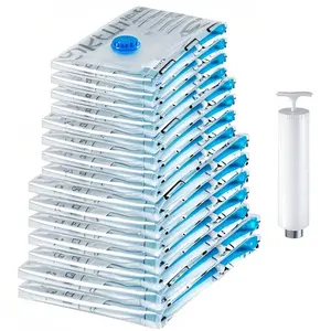 Vacuum Storage Bag Set, 11pcs/set Including 10pcs Clear Clothes Storage Bag and 1pc Manual, Space Saving Storage Organizer for Home & Travel Vacuum Compression Bag